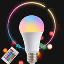 Lâmpada inteligente com controle remoto de 24 teclas, luz ambiente, 16 cores, lâmpada RGB, LED multicolorida, E27, 220 V, iluminação doméstica regulável