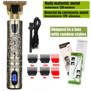Máquina Profissional Dragão Acabamento Sem Fio Cabelo Barba Pezinho Personalizada Com Limitador de Lamina Ajustável Recarregável 4 Pentes Óleo Escovinha Kit Conjunto Aparador Acabamento