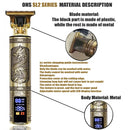 Máquina Profissional Dragão Acabamento Sem Fio Cabelo Barba Pezinho Personalizada Com Limitador de Lamina Ajustável Recarregável 4 Pentes Óleo Escovinha Kit Conjunto Aparador Acabamento