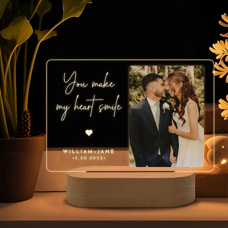 Luminária 3D Personalizada com Foto – Presente Criativo com Gravação para Casamento, Aniversário, Natal