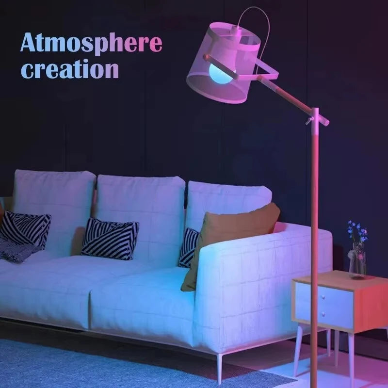 Lâmpada inteligente com controle remoto de 24 teclas, luz ambiente, 16 cores, lâmpada RGB, LED multicolorida, E27, 220 V, iluminação doméstica regulável