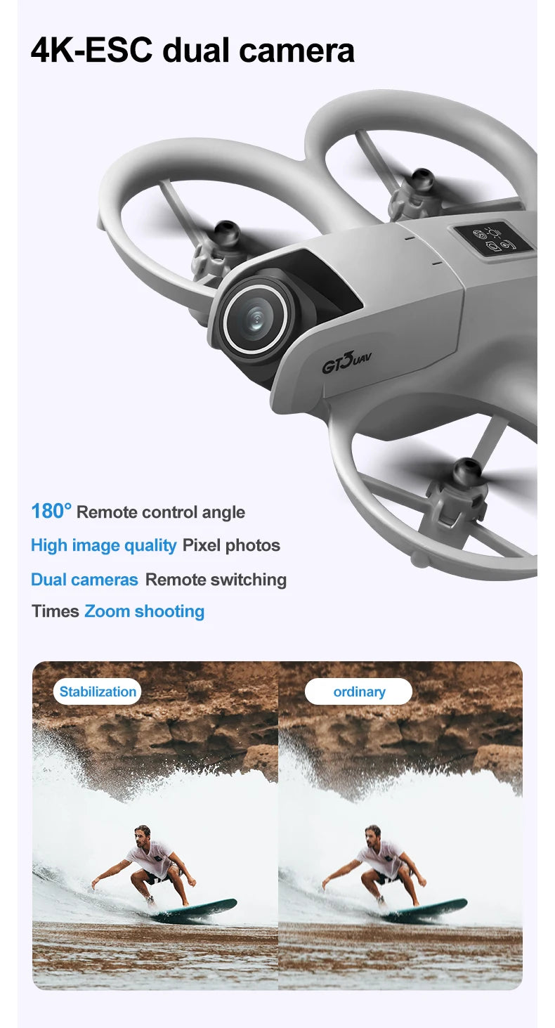 Drone GT3 MINI Original com Câmera Dupla 8K – Controle Remoto, GPS e Fotografia Aérea Profissional