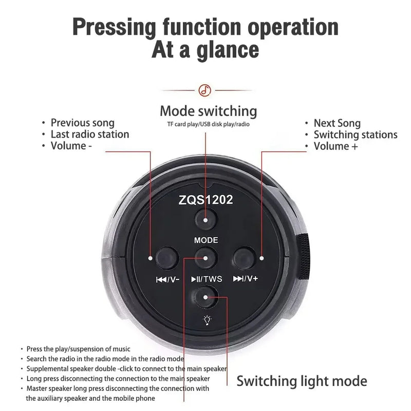 Alto-Falante Sem Fio , Rádio FM SUPER BASS BLUETOOTH Com Luzes LED Arco-Íris