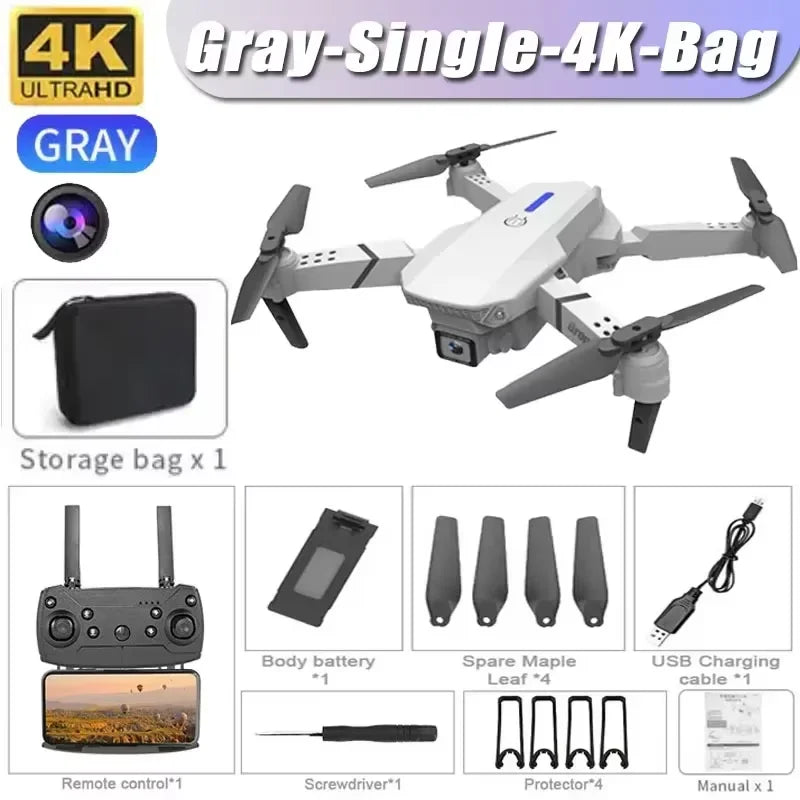 Drone E88 4K Wi-Fi FPV Dobrável com Câmera HD e Altitude Segura