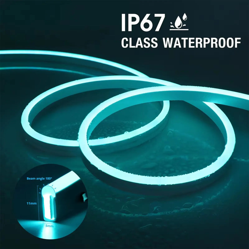 Fita LED Neon RGB – 1/2/3/5 Metros | IP65 à Prova d’Água | Controle Remoto via App Tuya | USB | Flexível para Decoração Residencial