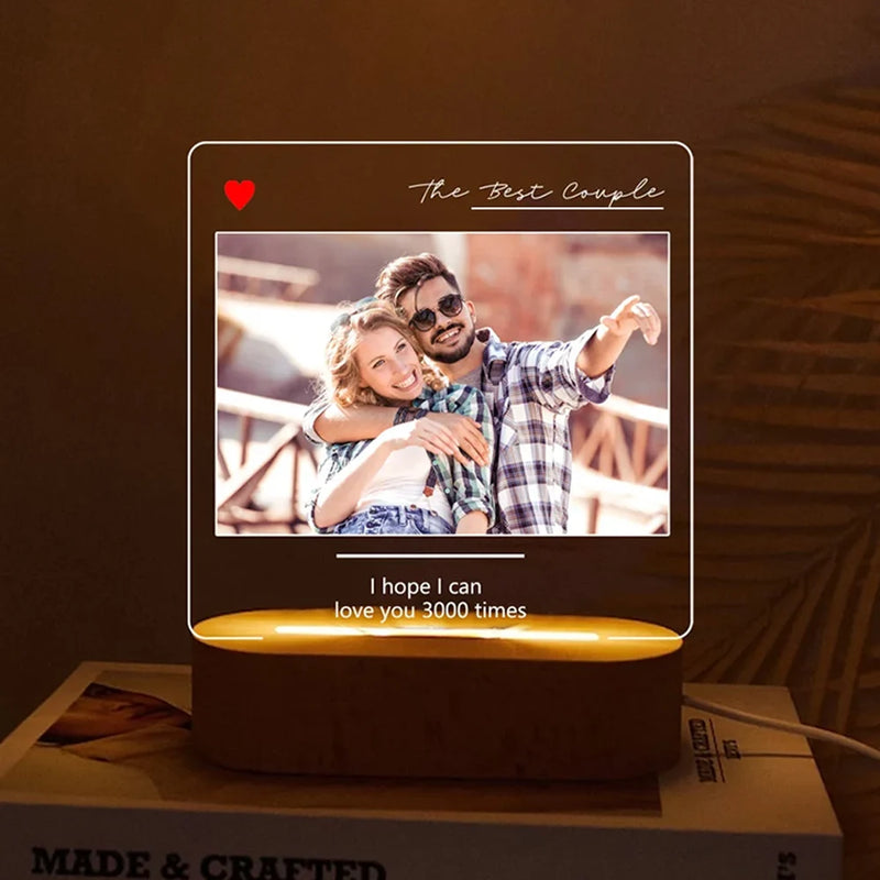 Luminária 3D Personalizada com Foto – Presente Criativo com Gravação para Casamento, Aniversário, Natal