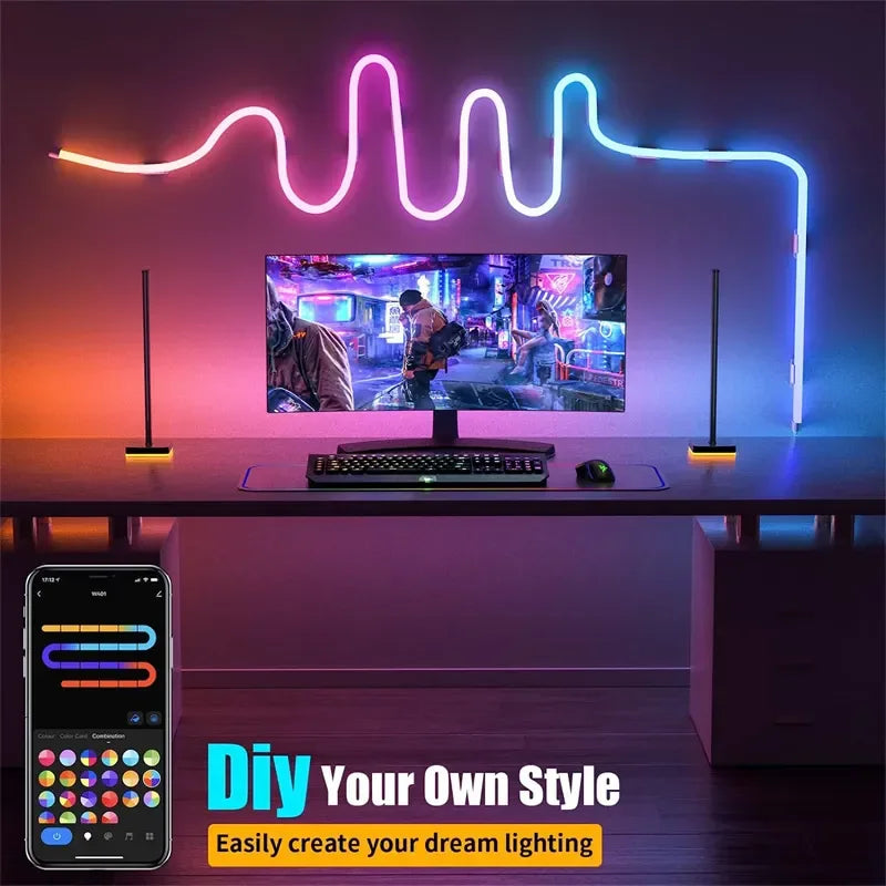Fita LED Neon RGB – 1/2/3/5 Metros | IP65 à Prova d’Água | Controle Remoto via App Tuya | USB | Flexível para Decoração Residencial