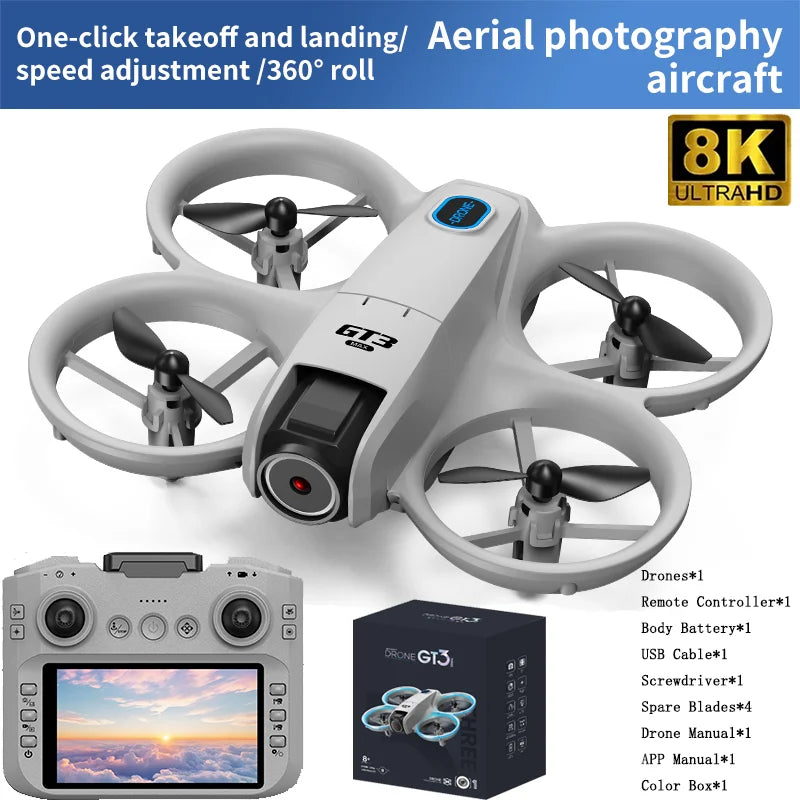 Drone GT3 MINI Original com Câmera Dupla 8K – Controle Remoto, GPS e Fotografia Aérea Profissional