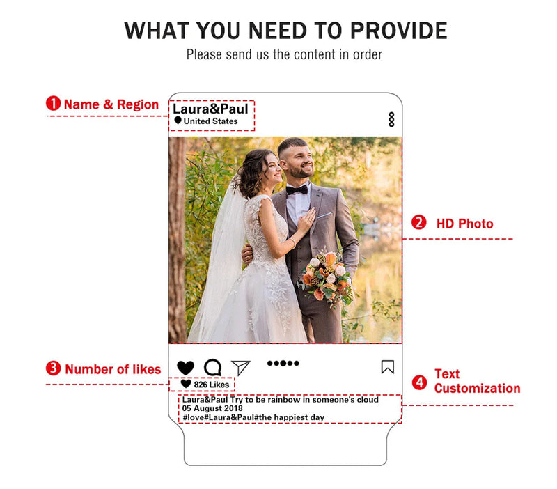 Luminária 3D Personalizada com Foto – Presente Criativo com Gravação para Casamento, Aniversário, Natal