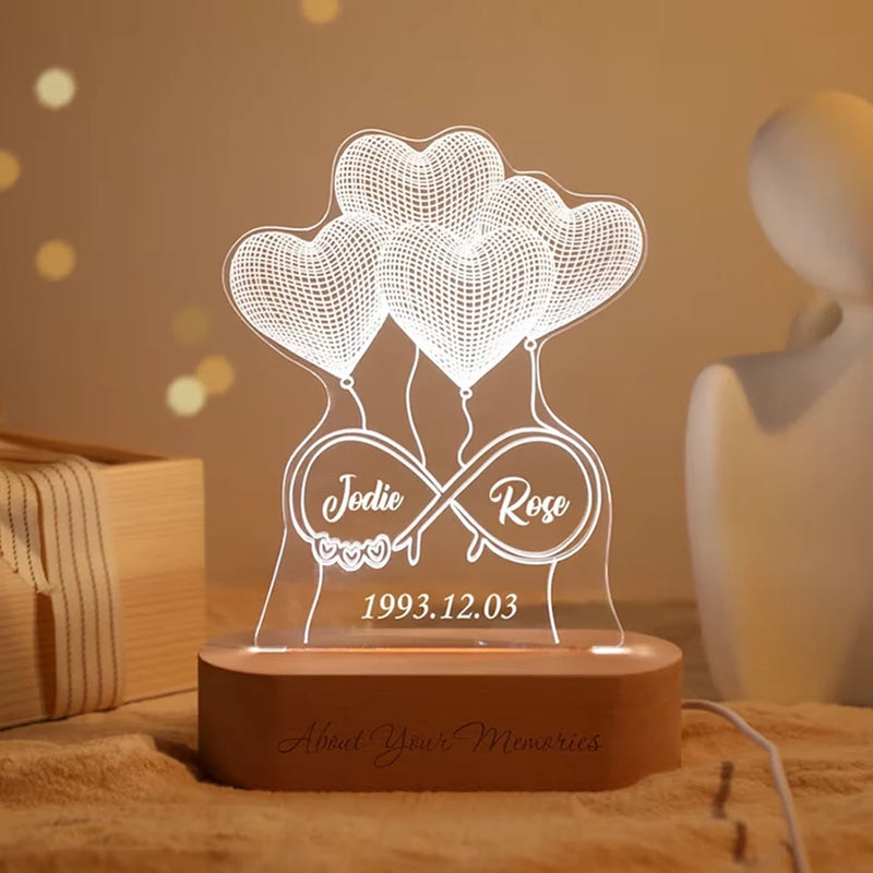 Luminária 3D Personalizada com Foto – Presente Criativo com Gravação para Casamento, Aniversário, Natal