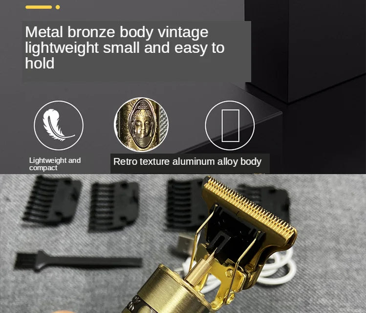 Máquina Profissional Dragão Acabamento Sem Fio Cabelo Barba Pezinho Personalizada Com Limitador de Lamina Ajustável Recarregável 4 Pentes Óleo Escovinha Kit Conjunto Aparador Acabamento