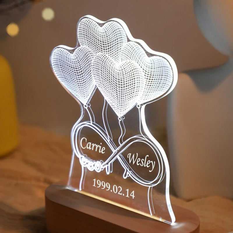 Luminária 3D Personalizada com Foto – Presente Criativo com Gravação para Casamento, Aniversário, Natal